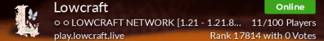 Lowcraft banner Lowcraft Minecraft server banner