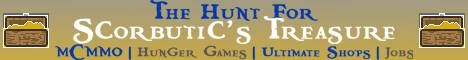 The Hunt for Scorbutics Treasure banner The Hunt for Scorbutics Treasure Minecraft server banner