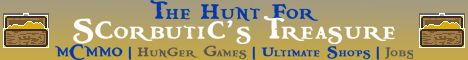 The Hunt for Scorbutics Treasure banner The Hunt for Scorbutics Treasure Minecraft server banner