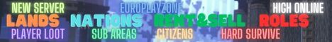 EuroPlayZone Lands Wars Opened 11 07 banner EuroPlayZone Lands Wars Opened 11 07 Minecraft server banner