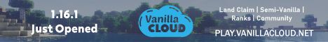 Vanilla Cloud Survival banner Vanilla Cloud Survival Minecraft server banner