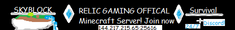 Relic Gaming Official Minecraft Server banner Relic Gaming Official Minecraft Server Minecraft server banner