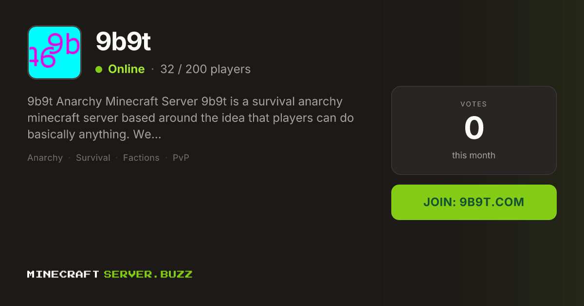 9b9t — Minecraft Server IP, Players Online & Vote