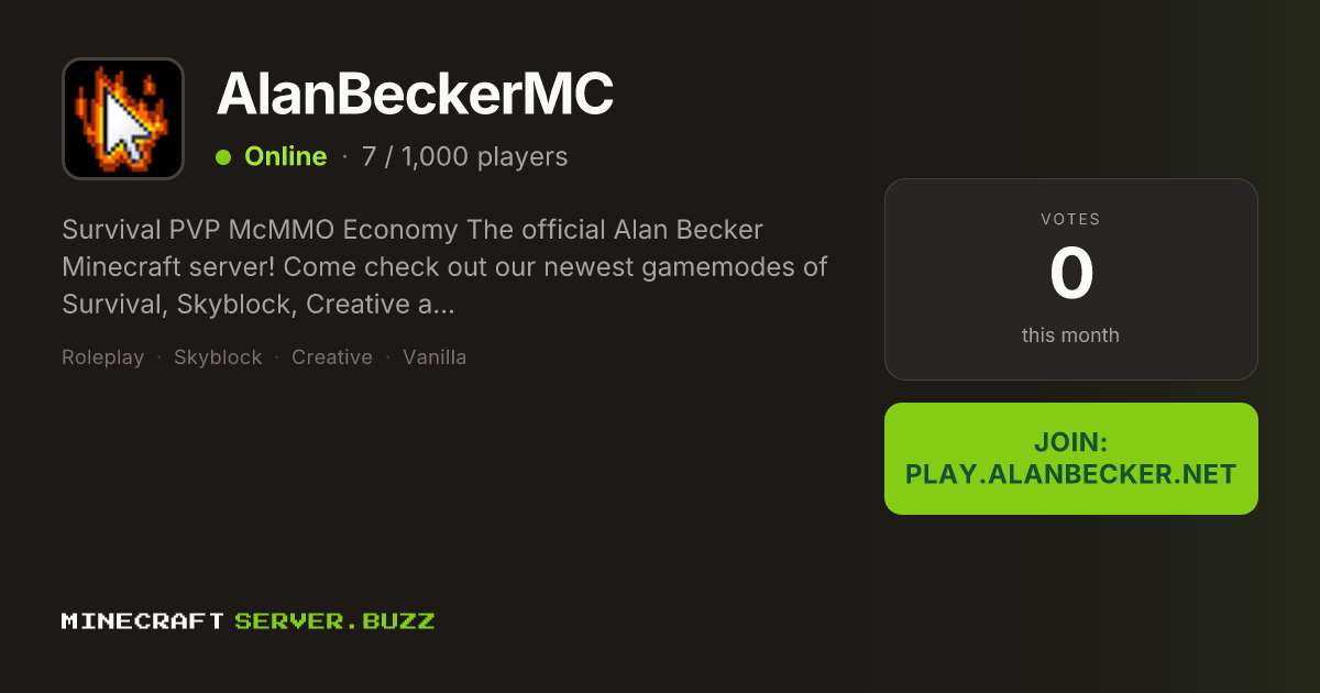 AlanBeckerMC — Minecraft Server IP, Players Online & Vote