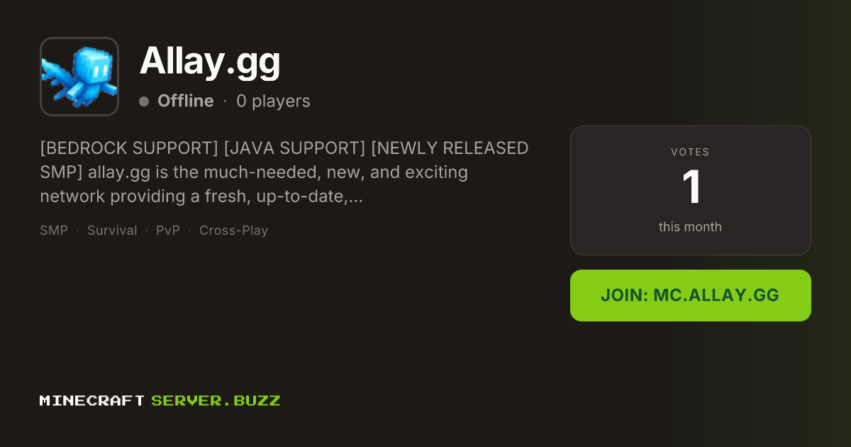 Allay.gg — Minecraft Server IP, Players Online & Vote