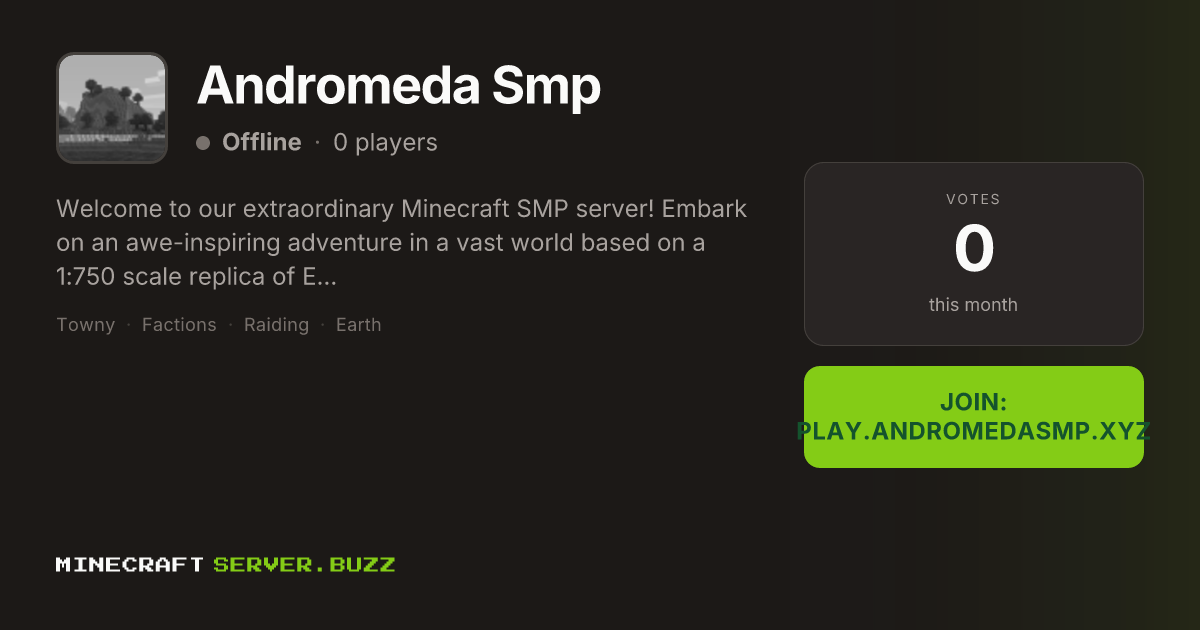 Andromeda Smp — Minecraft Server IP, Players Online & Vote