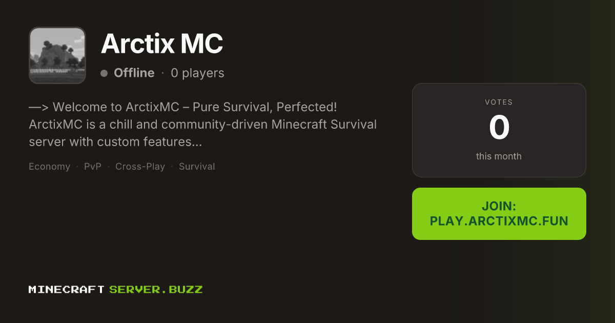 Arctix MC — Minecraft Server IP, Players Online & Vote