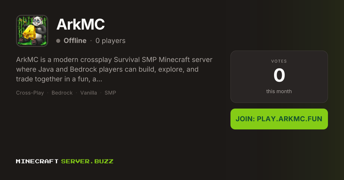 ArkMC — Minecraft Server IP, Players Online & Vote