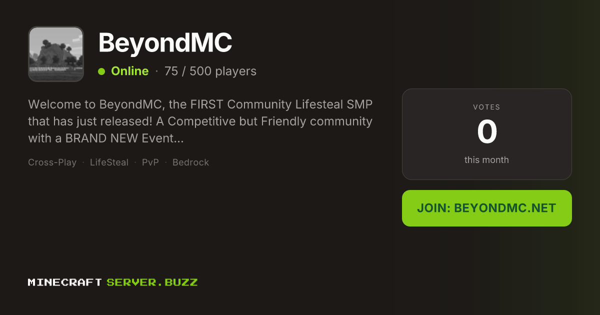 BeyondMC — Minecraft Server IP, Players Online & Vote