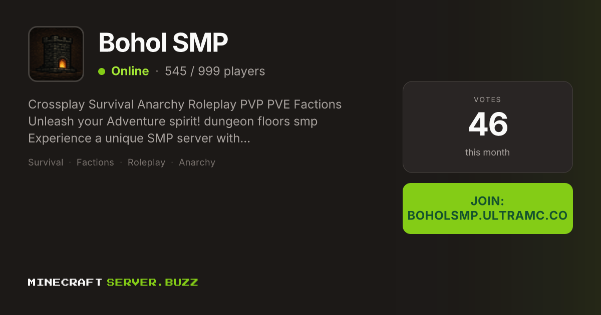 Bohol SMP — Minecraft Server IP, Players Online & Vote