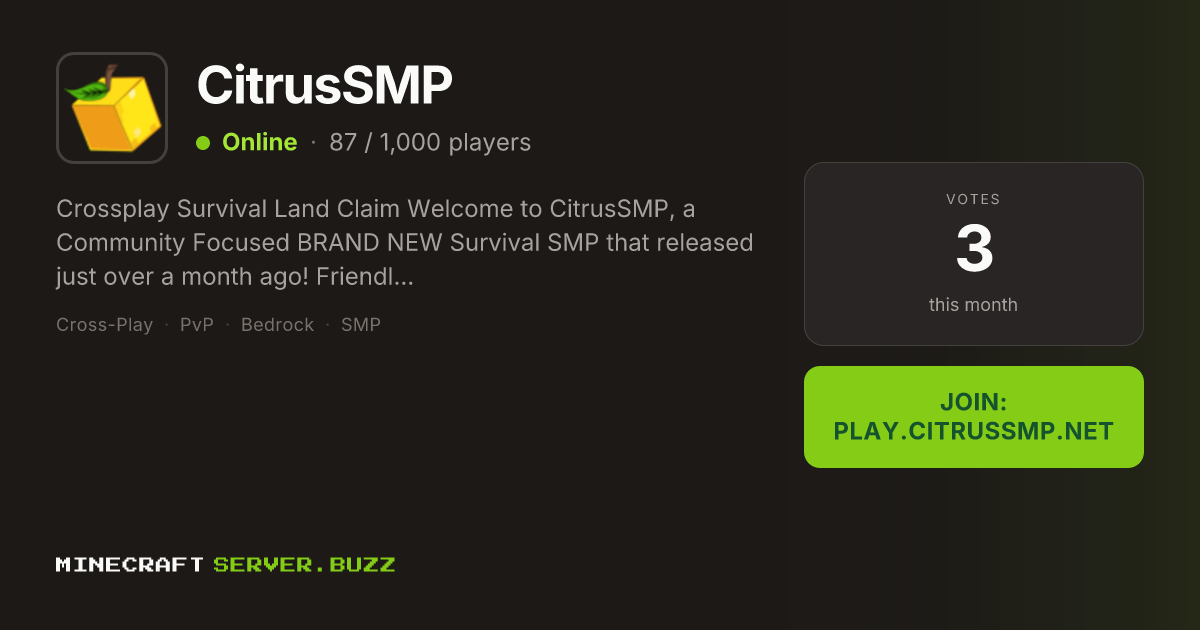 CitrusSMP — Minecraft Server IP, Players Online & Vote