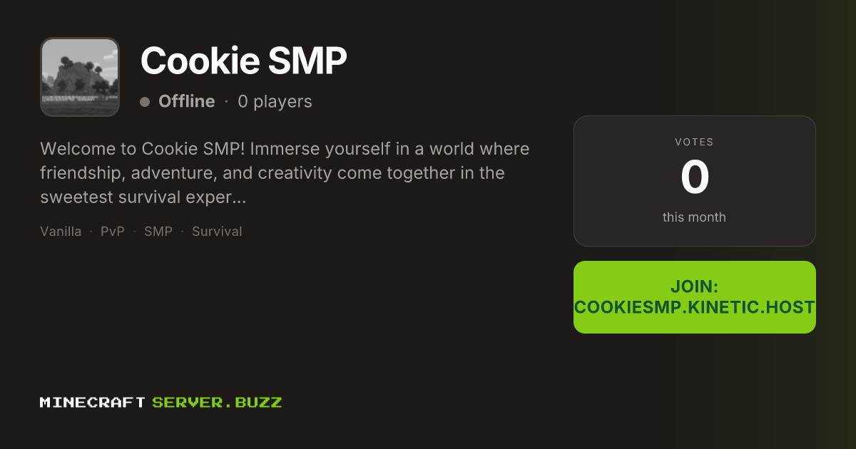 Cookie SMP — Minecraft Server IP, Players Online & Vote