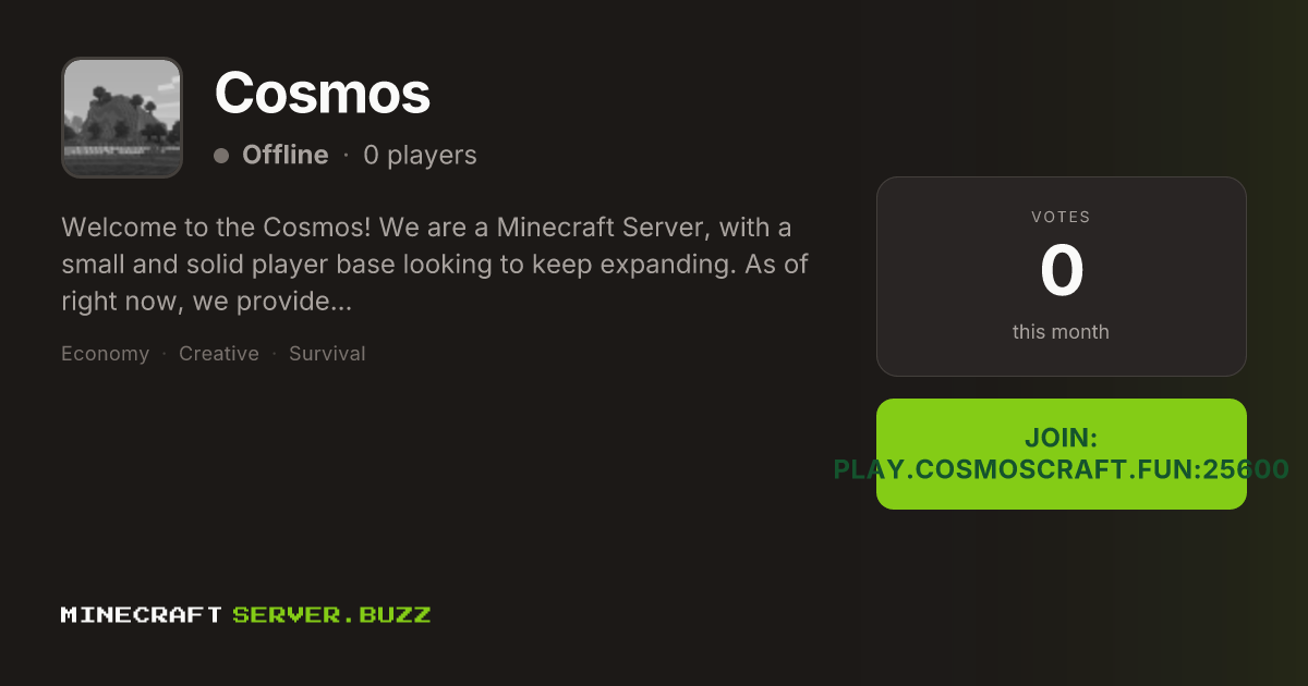 Cosmos — Minecraft Server IP, Players Online & Vote