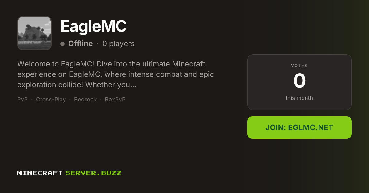 EagleMC — Minecraft Server IP, Players Online & Vote