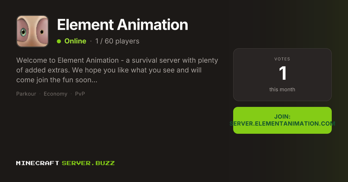 Element Animation — Minecraft Server IP, Players Online & Vote