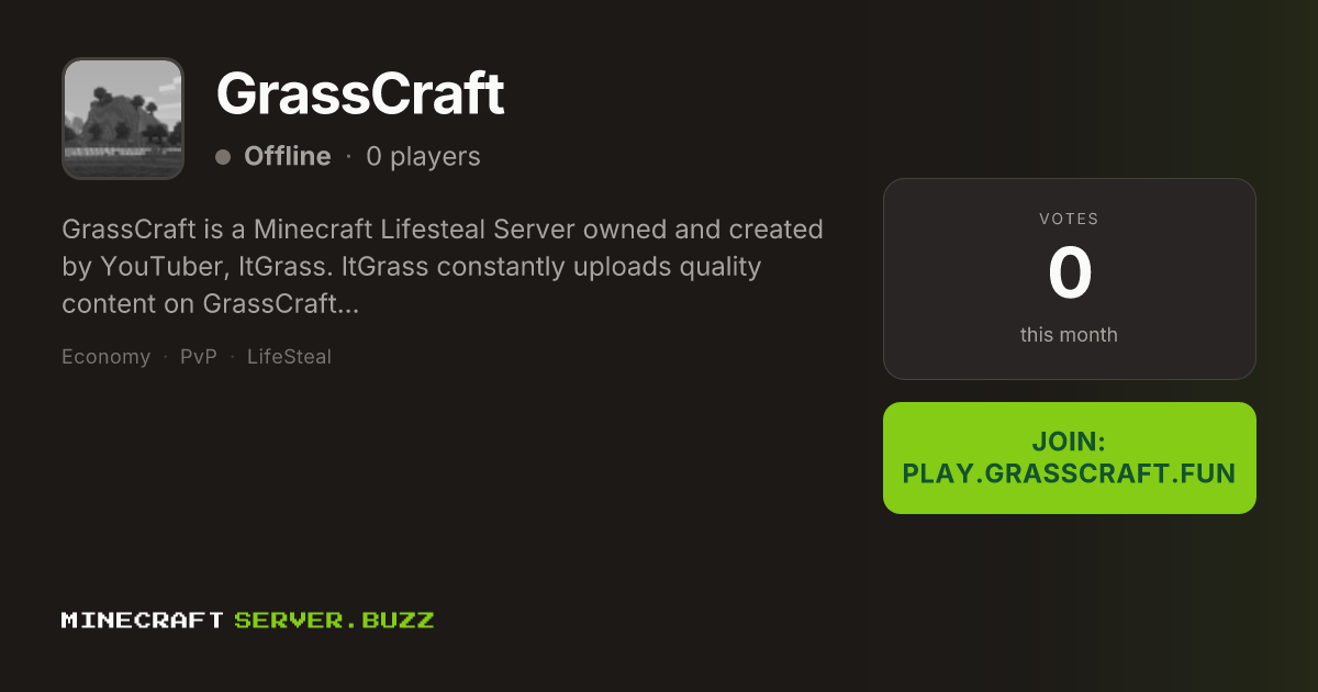 GrassCraft — Minecraft Server IP, Players Online & Vote