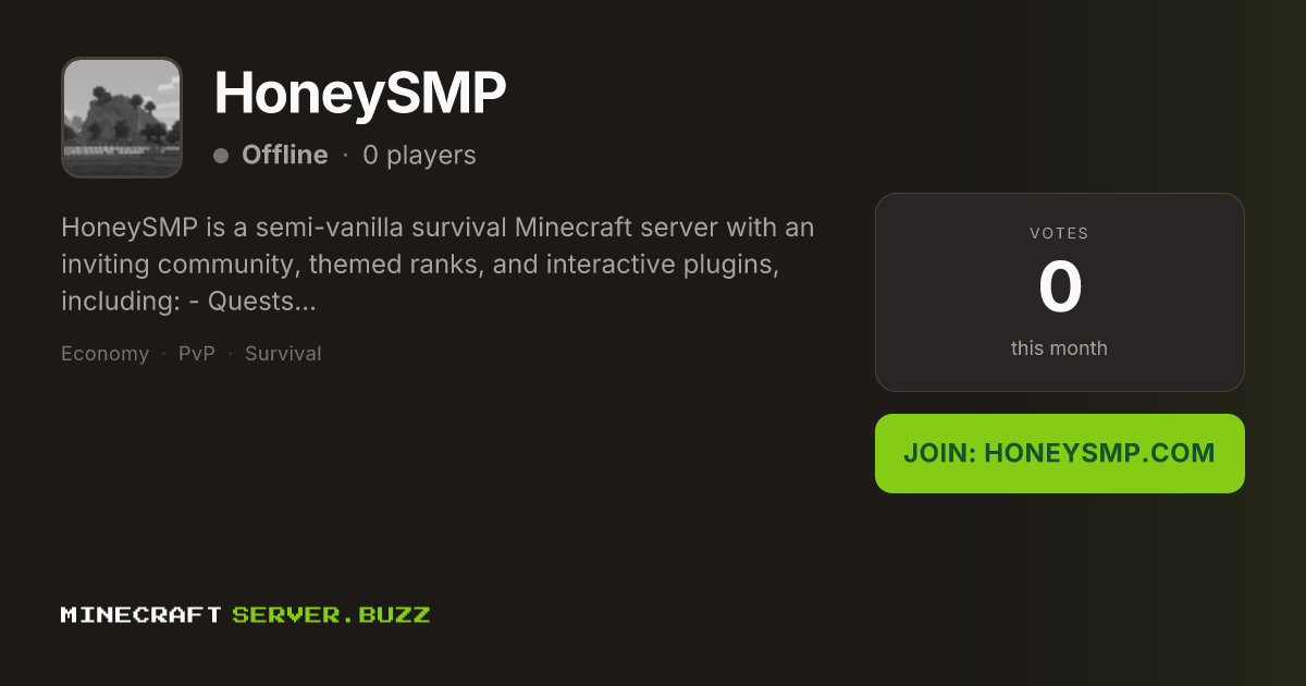 HoneySMP — Minecraft Server IP, Players Online & Vote