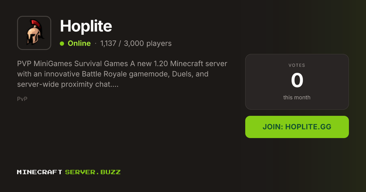 Hoplite — Minecraft Server IP, Players Online & Vote