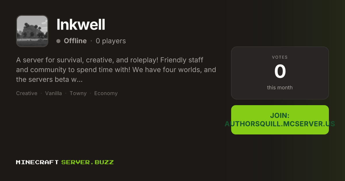 Inkwell — Minecraft Server IP, Players Online & Vote