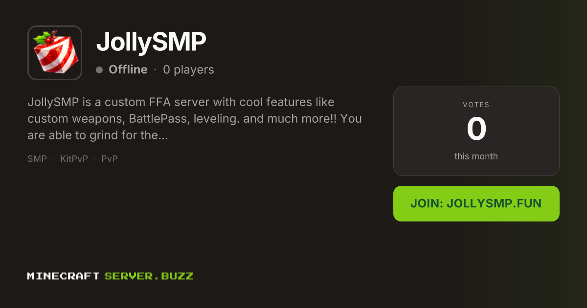 JollySMP — Minecraft Server IP, Players Online & Vote