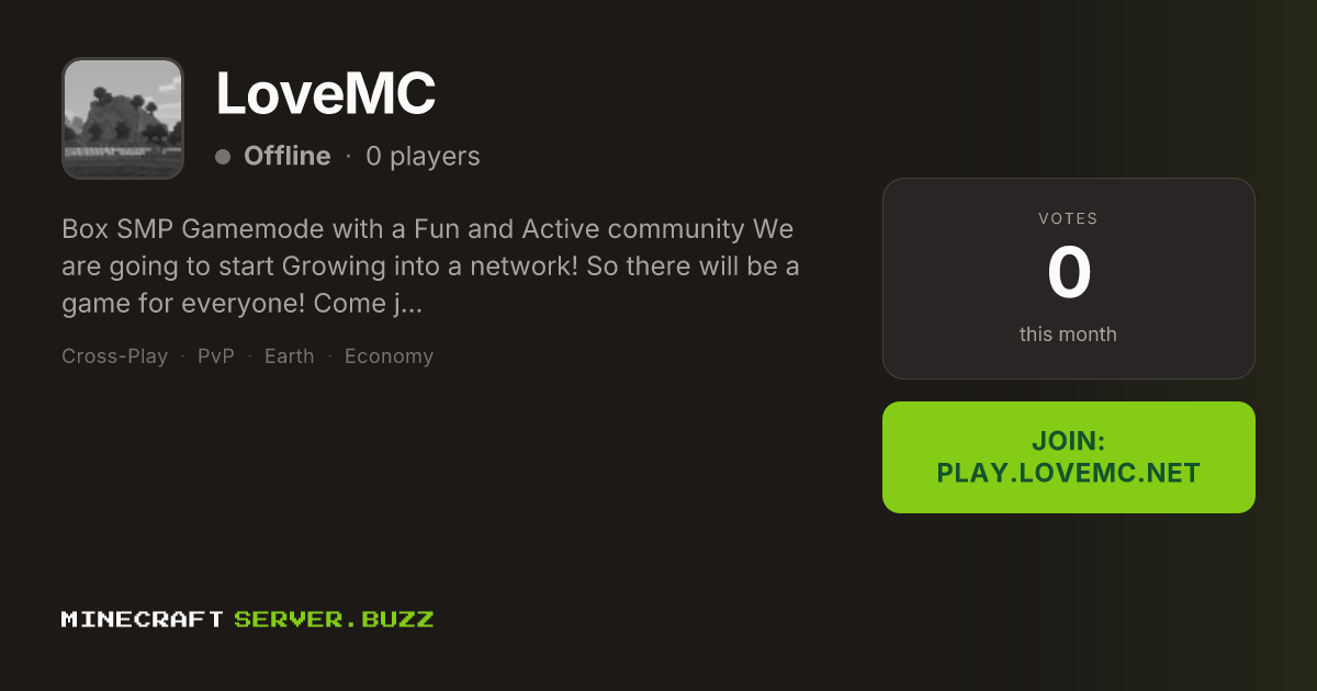 LoveMC — Minecraft Server IP, Players Online & Vote