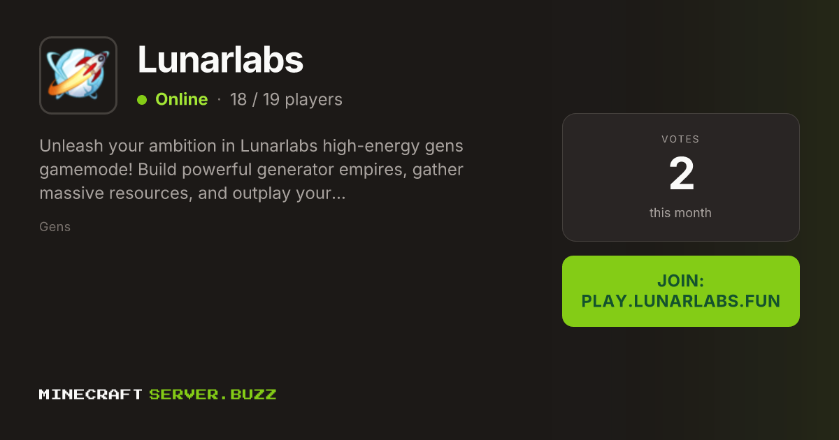 Lunarlabs — Minecraft Server IP, Players Online & Vote