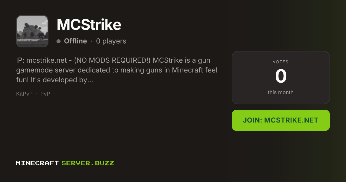 MCStrike — Minecraft Server IP, Players Online & Vote