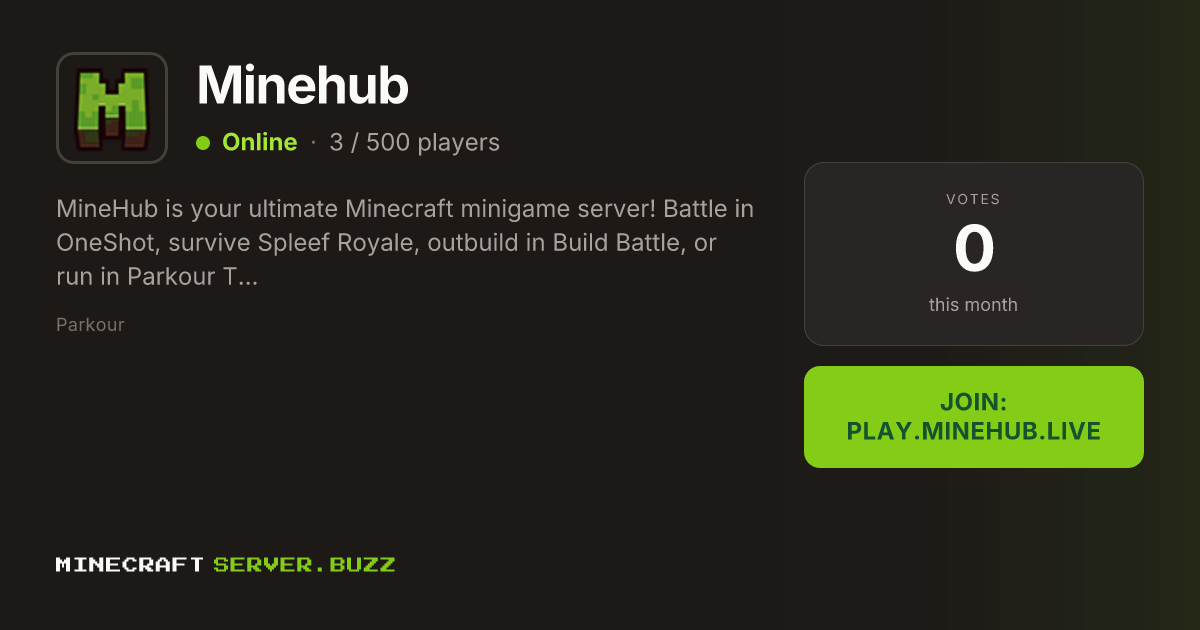 Minehub — Minecraft Server IP, Players Online & Vote