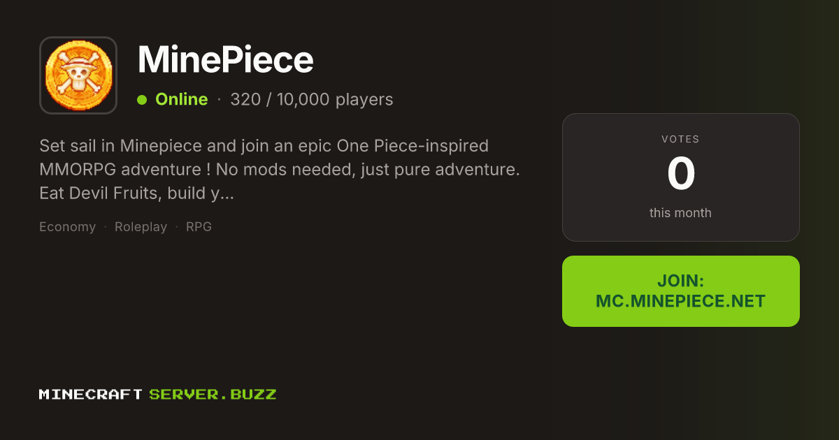 MinePiece — Minecraft Server IP, Players Online & Vote