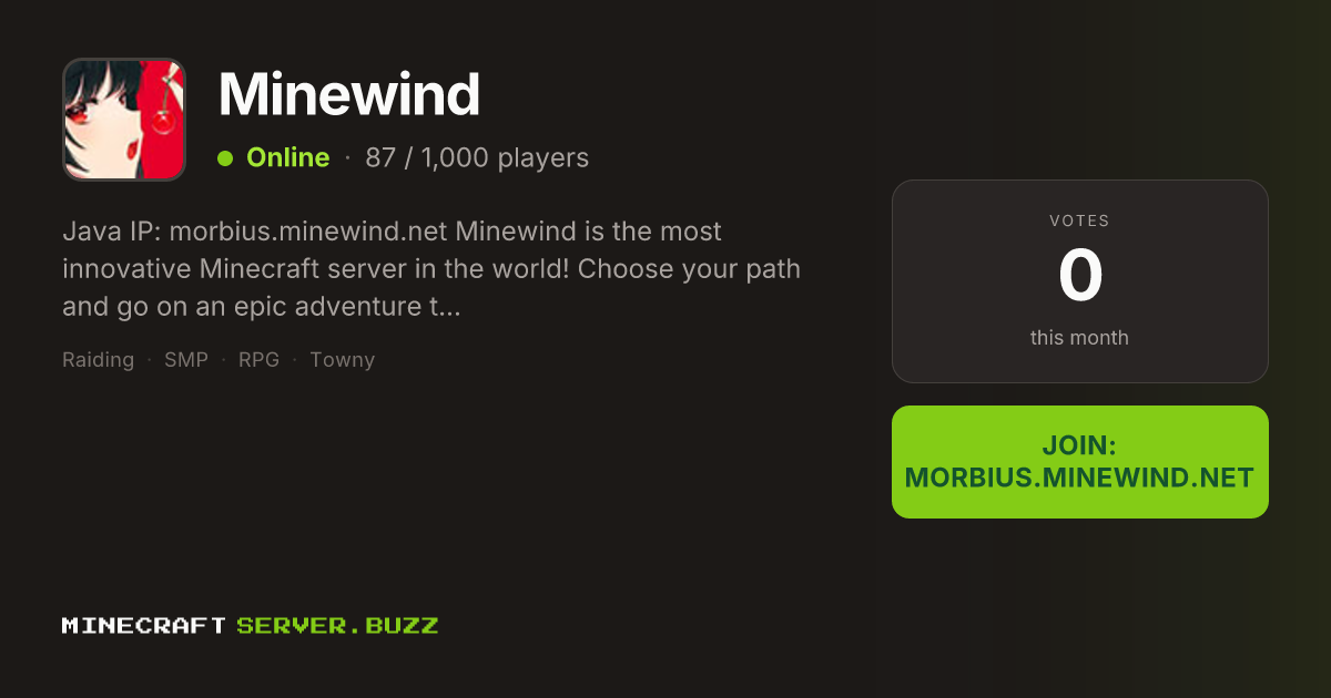 Minewind — Minecraft Server IP, Players Online & Vote