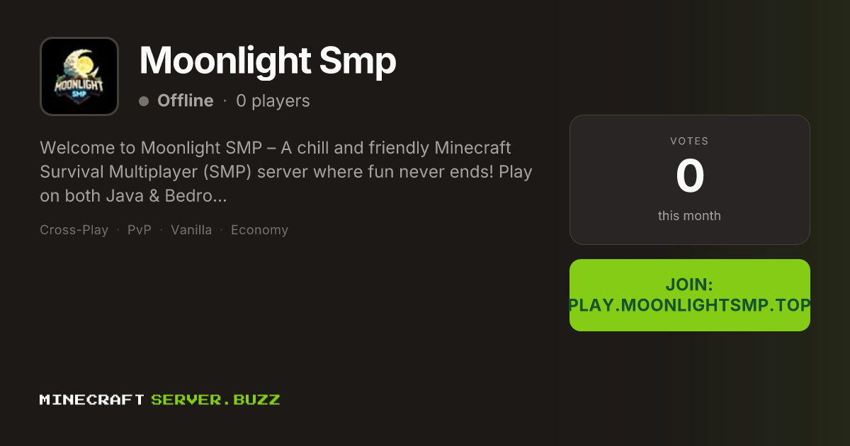Moonlight Smp — Minecraft Server IP, Players Online & Vote