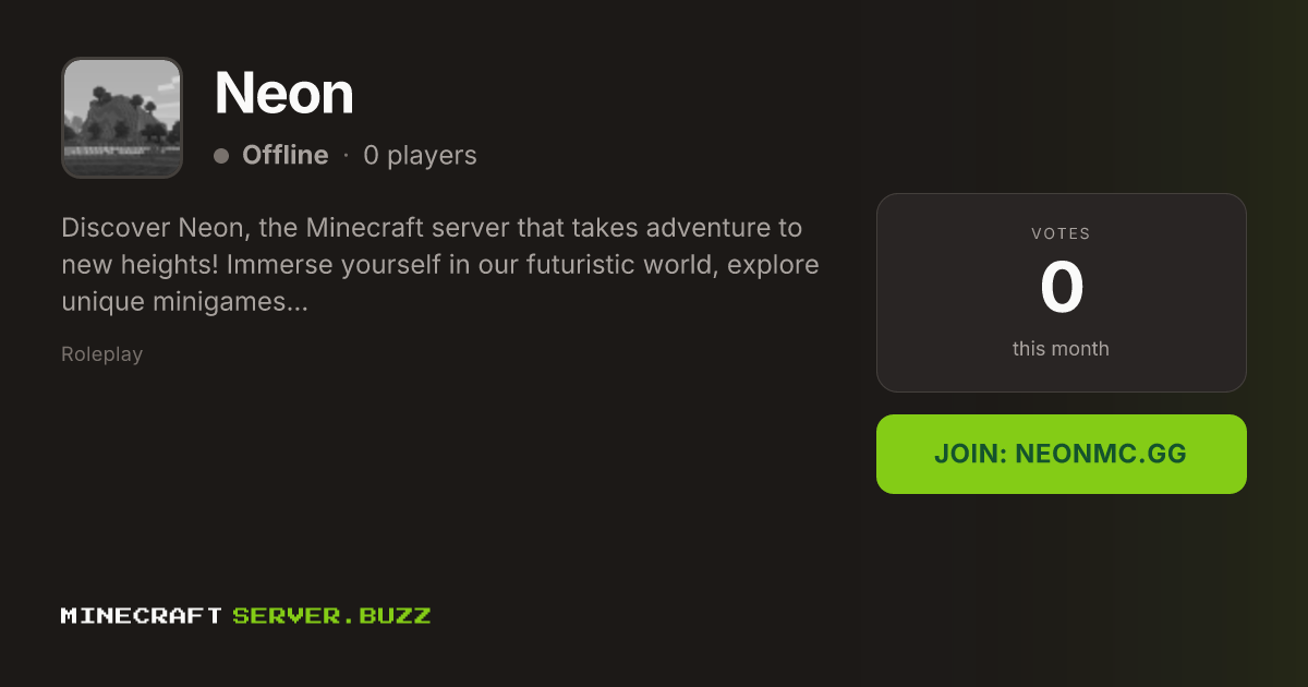 Neon — Minecraft Server IP, Players Online & Vote