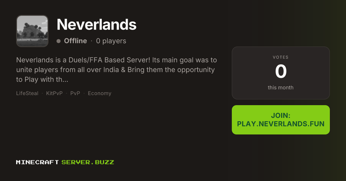Neverlands — Minecraft Server IP, Players Online & Vote