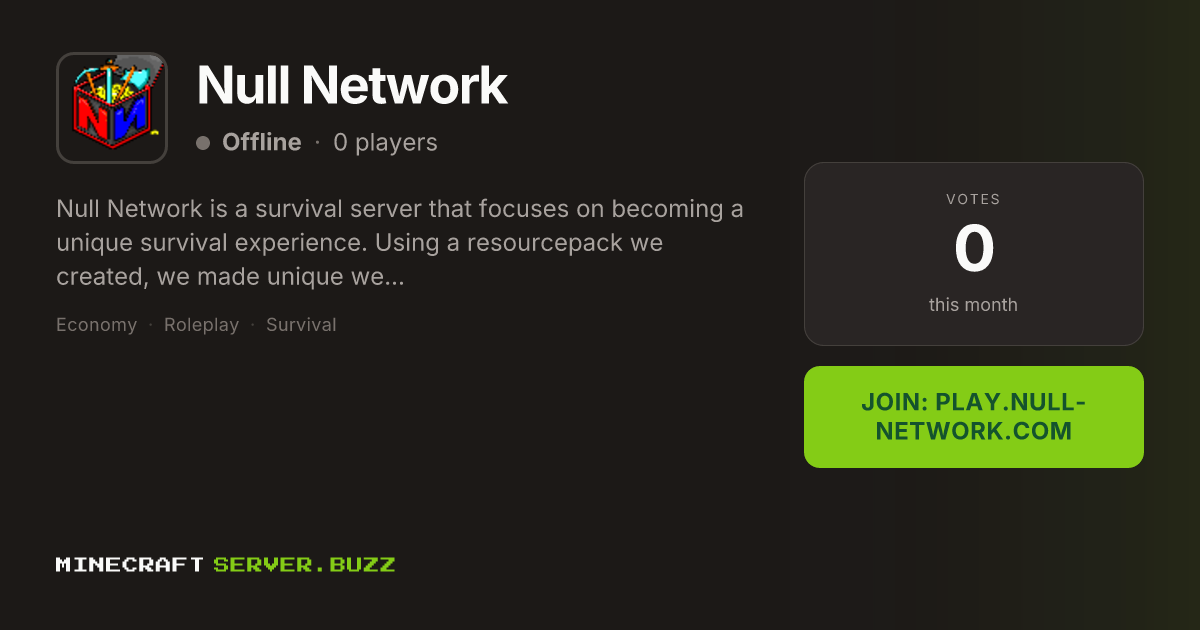 Null Network — Minecraft Server IP, Players Online & Vote