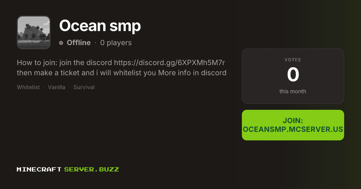 Ocean smp — Minecraft Server IP, Players Online & Vote