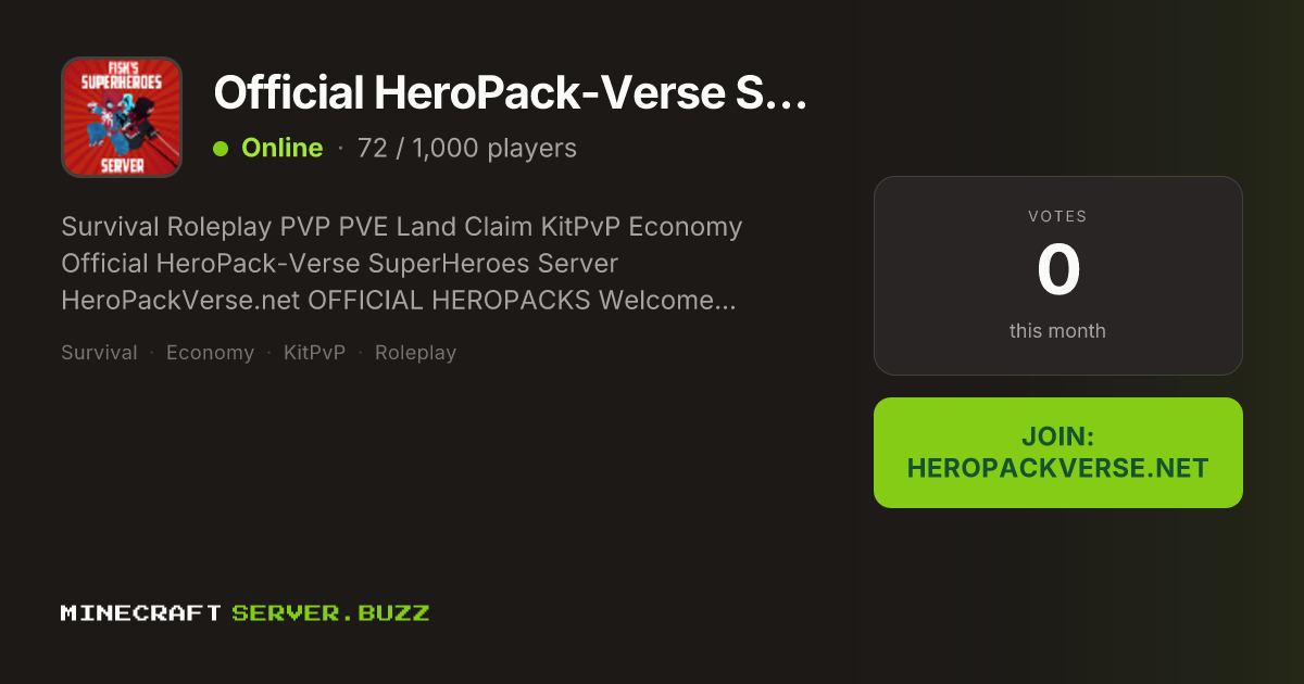 Official HeroPack-Verse SuperHeroes Server — Minecraft Server IP ...