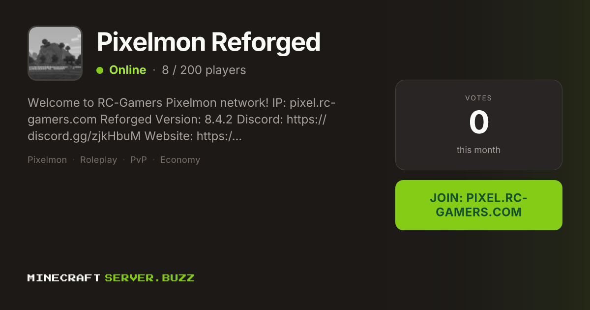 Pixelmon Reforged — Minecraft Server IP, Players Online & Vote