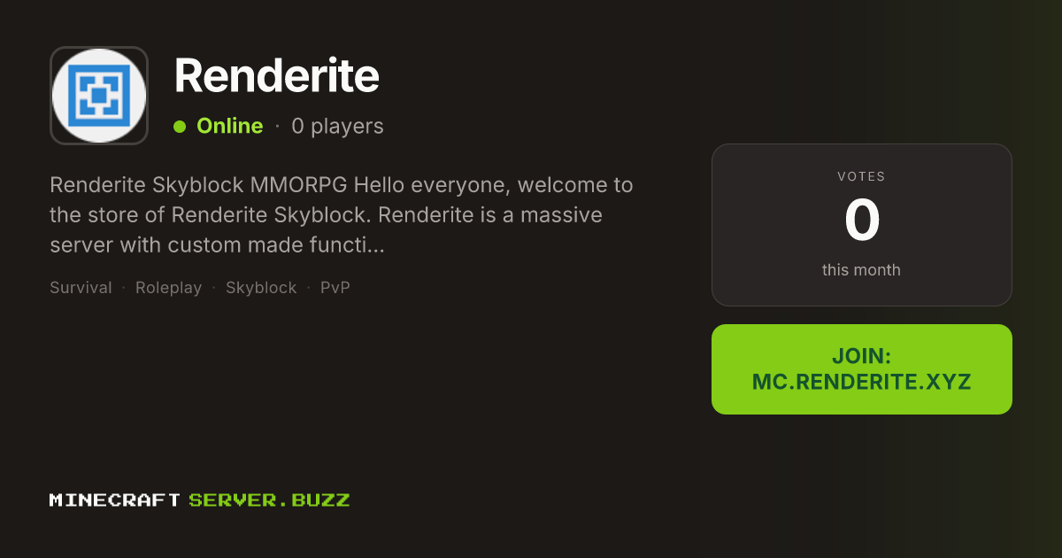 Renderite — Minecraft Server IP, Players Online & Vote