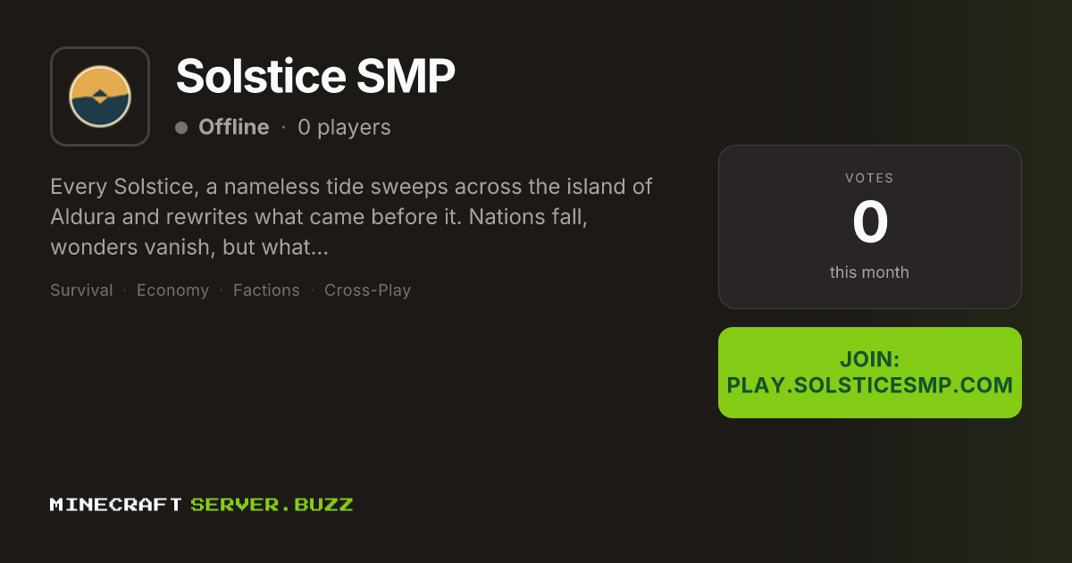 Solstice SMP — Minecraft Server IP, Players Online & Vote