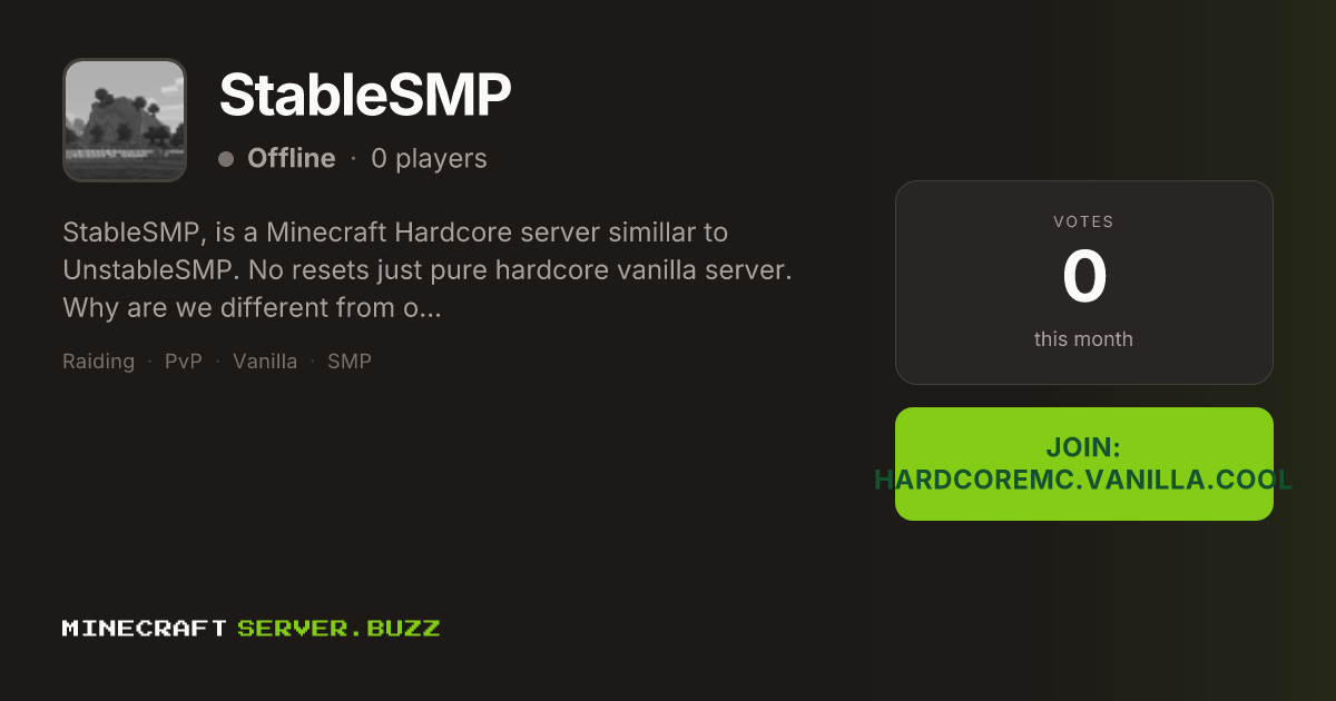StableSMP — Minecraft Server IP, Players Online & Vote
