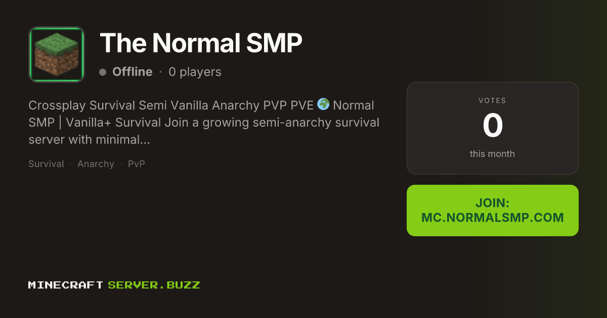 The Normal SMP — Minecraft Server IP, Players Online & Vote