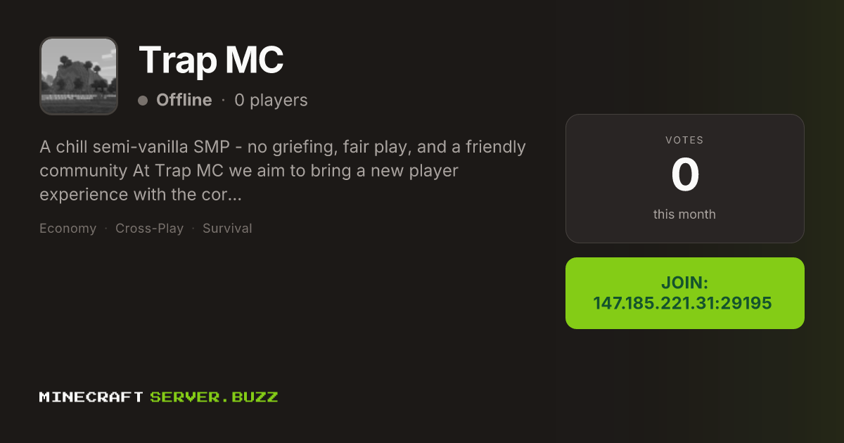 Trap MC — Minecraft Server IP, Players Online & Vote