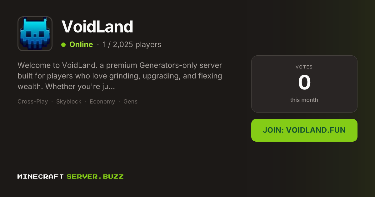 VoidLand — Minecraft Server IP, Players Online & Vote