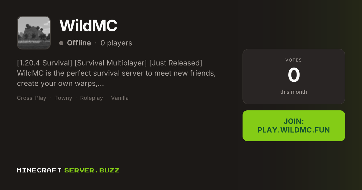 WildMC — Minecraft Server IP, Players Online & Vote