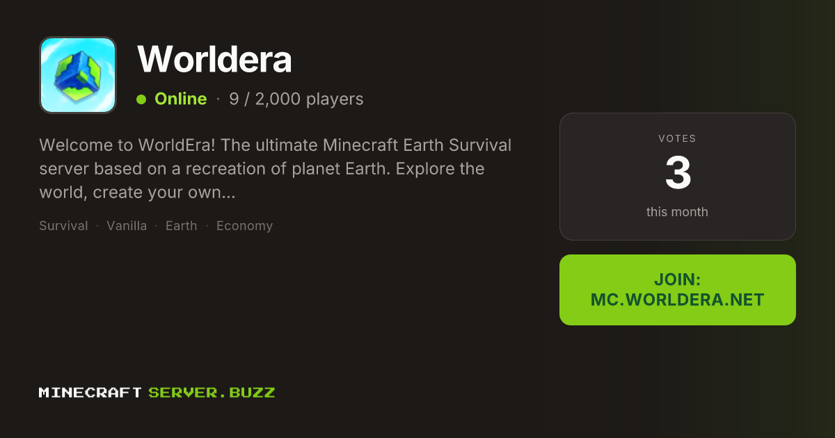 Worldera — Minecraft Server IP, Players Online & Vote