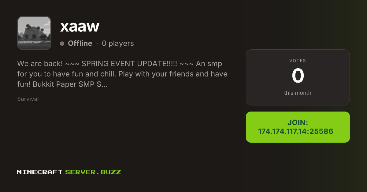 xaaw — Minecraft Server IP, Players Online & Vote